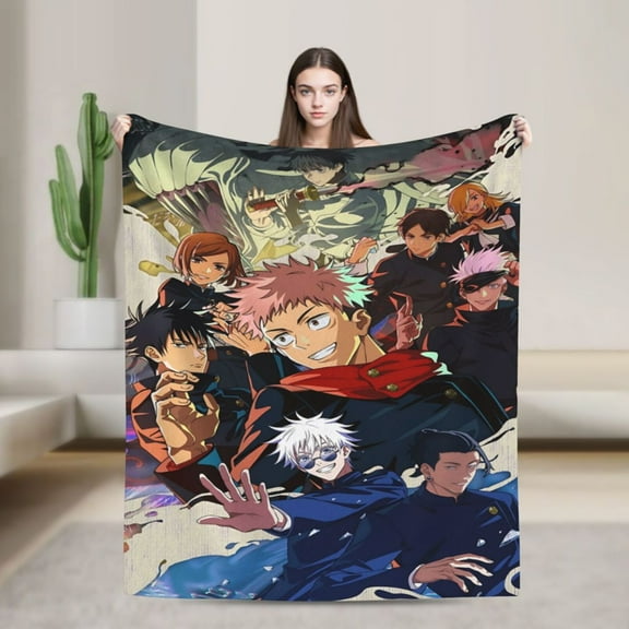 Jujutsu Kaisen Flannel Blanket Funny Ultra-Soft Micro Warm Throw Blanket For Boys Girls Young Adults, Warm Flannel Blanket For Living Room Bedroom Couch Bed 40"X30"