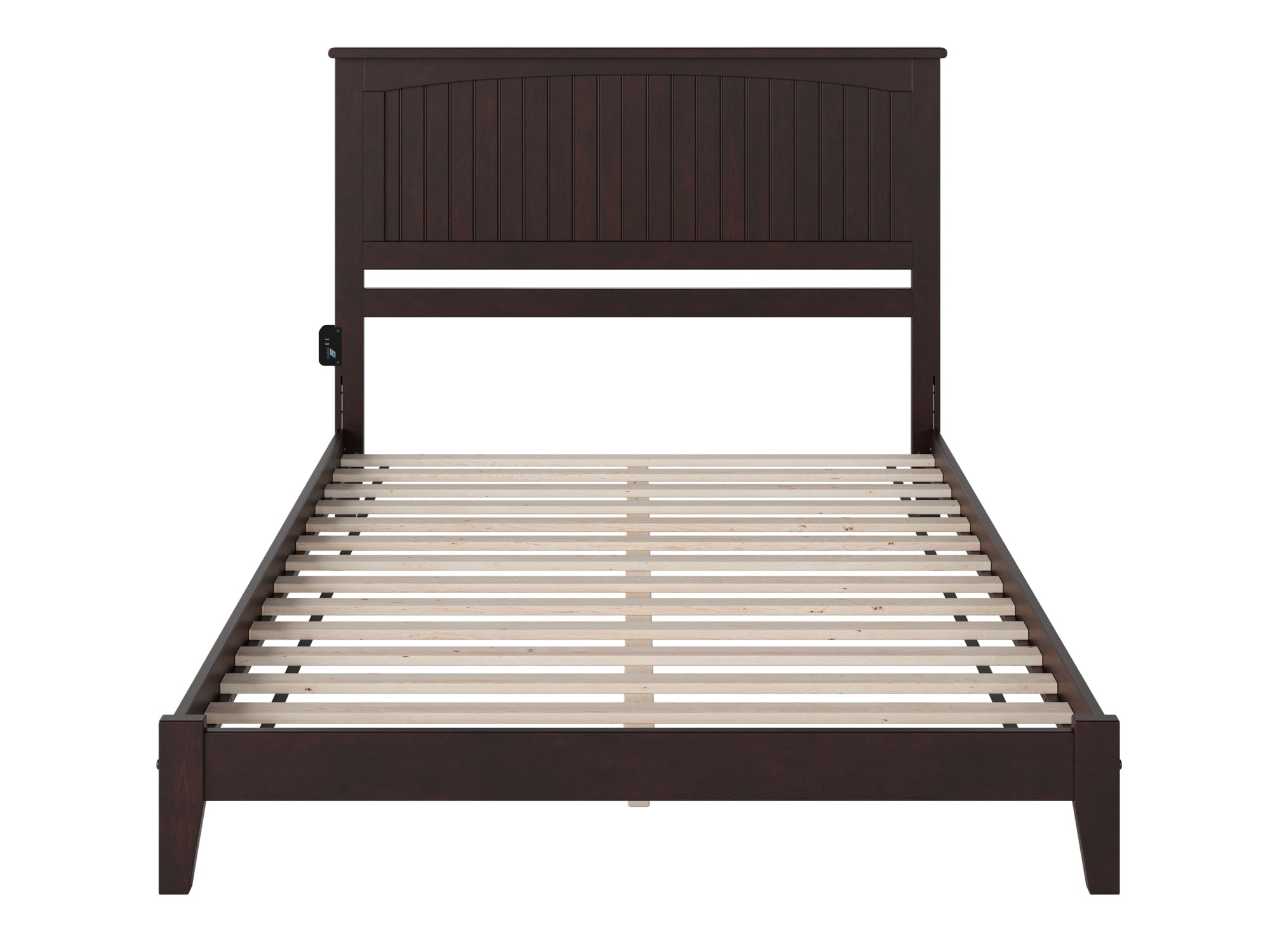 AFI Nantucket King Low Profile Wood Platform Bed Frame with Cottage Headboard, Espresso