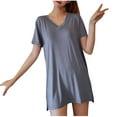 thumbnail image 3 of Plebaso Womens Soft Pajama Tops Loose V Neck Short Sleeve Shirts Causal Summer Sleep T-Shirts for Women, 3 of 4