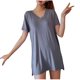thumbnail image 4 of Blusa de pijama de manga corta para mujer, lisa, informal, a la moda, con cuello regular, de manga corta, 4 of 4