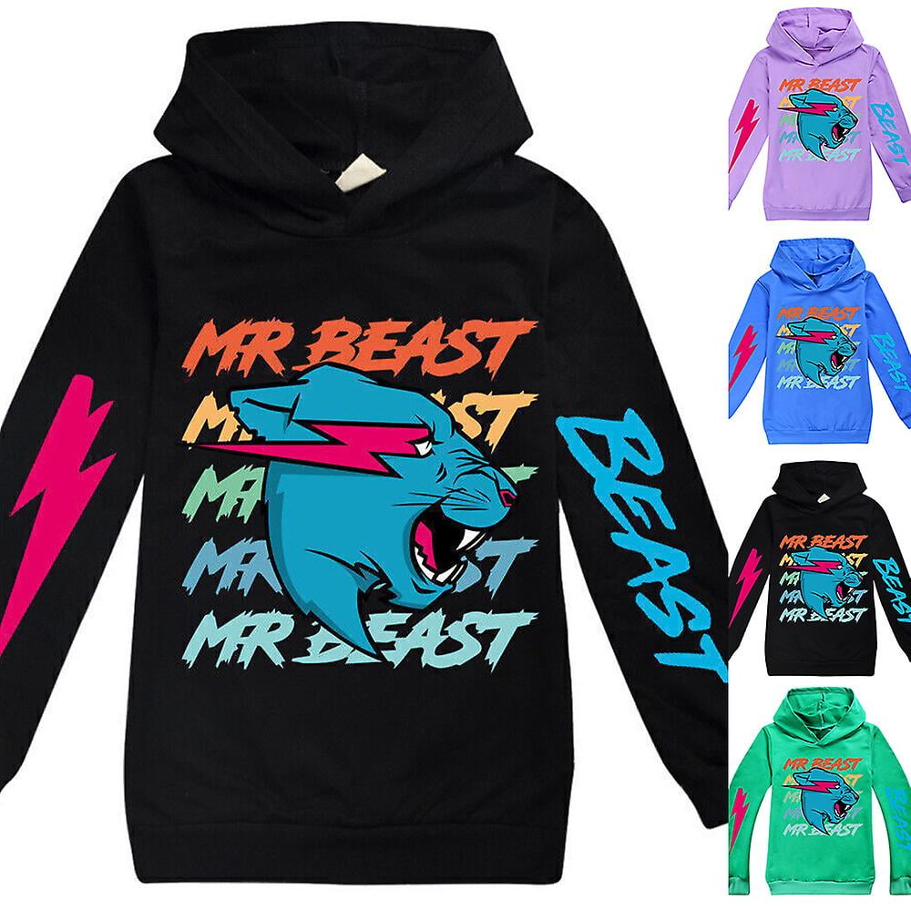Mr Beast Lightning Cat Ados Enfants Imprimer Sweat A Capuche Classique Decontracte A Manches Longues Sweat A Capuche Tops Pour Garcons Filles Walmart