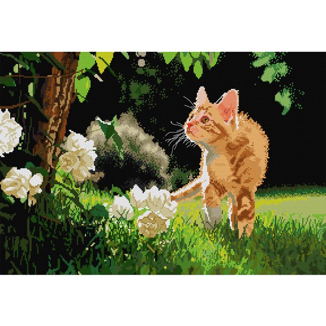 Bordado completo Hilo de algodón ecológico (14CT) (Impreso) DIY Cat Cross Stitch Craft Hugtrwg Para estrenar