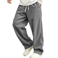 thumbnail image 6 of Zynoxe Men's Corduroy Pants with Side Pockets Plus Size Solid Color Full Length Pants Elastic Waist Drawstring Casual Trousers Lightweight Relaxed Wide Leg Pants for Men M, 6 of 9