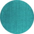 thumbnail image 1 of Ahgly Company Machine Washable Indoor Round Abstract Turquoise Blue Contemporary Area Rugs, 4' Round, 1 of 4