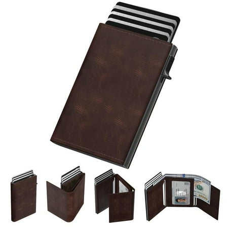 Typecase men's Wallet Card Holder: pop-up aluminum case, carbon fiber leather, RFID blocking, holds up to 9-14 cards