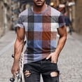 thumbnail image 2 of ohmzyzo Mens Plaid T-Shirts Short Sleeve Tops Crewneck Undershirt Casual Basic Tees Breathable Summer Slim Fit Tops Athletic Training Tees Orange S, 2 of 5