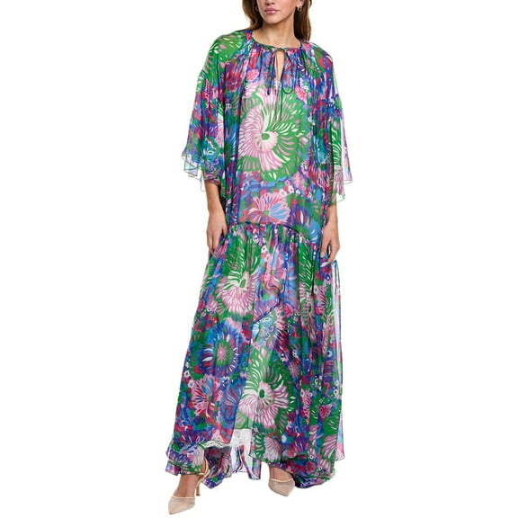 Dolce & Gabbana womens  Silk Maxi Dress, 36, Blue