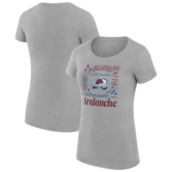 Women's G-III 4Her by Carl Banks Heather Gray Colorado Avalanche Super-Slim Fit Lightweight Collage Team Graphic T-Shirt