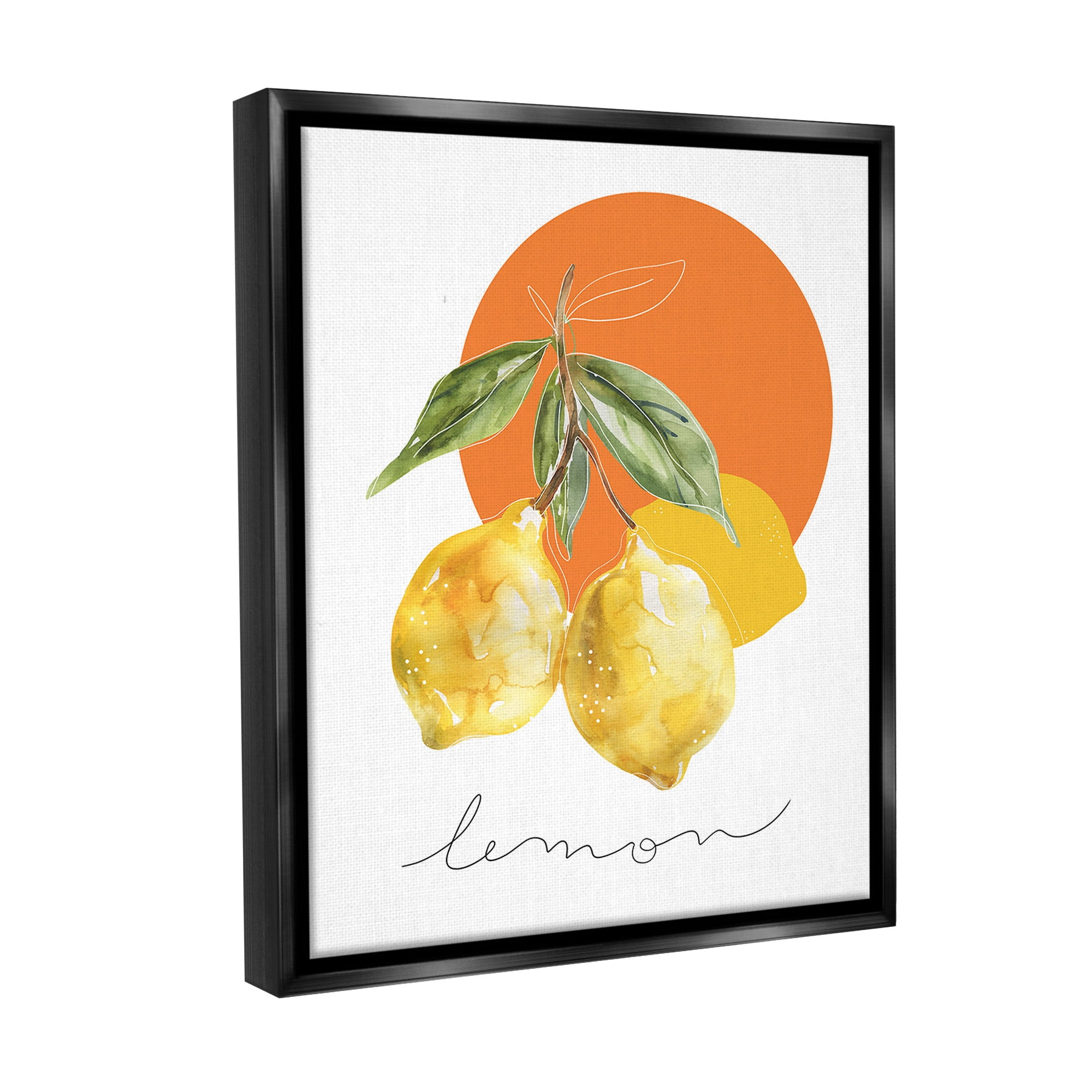 Stupell Industries Modern Lemons Branch Food & Beverage Painting Black Floater Framed Canvas Art Print Wall Art, 25 x 31
