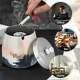 thumbnail image 4 of Yayeee Ashtray with Lid for Cigarette Smokeless Stainless Steel Home Ash Holder, Abstract Landscape, 4 of 7