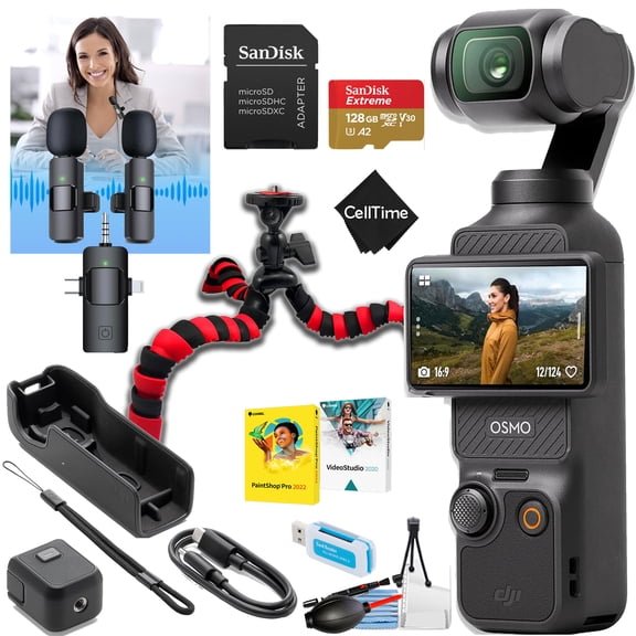 DJI Osmo Pocket 3 4K, 9.4MP CMOS Digital Camera with Vlogging, 4x Zoom, Black, 1 Count
