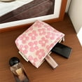 thumbnail image 3 of Small Floral Cosmetic Bag Portable Makeup Pouch for Handbags, 6.3x5.5 Inch Polyester and Canvas Mini Toiletry Organizer for Daily Travel and Storage Pink, 3 of 3
