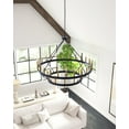 thumbnail image 6 of Aiwen Wagon Wheel Chandelier E12 Matte Black Metal Frame with 36 Lights Candle Style Deluxe Ceiling Light, 6 of 10