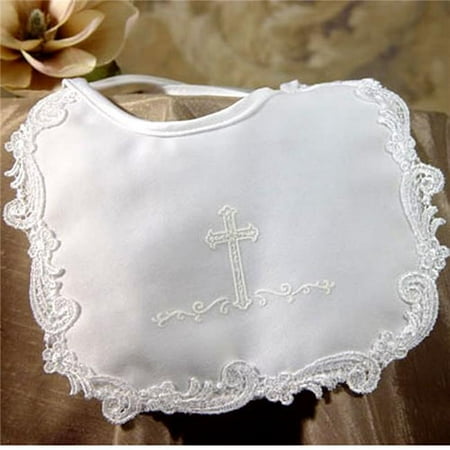 Little Things Mean A Lot Baby Girls White Matte Satin Screened Cross Bib