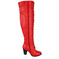 thumbnail image 3 of Forever Camila-48 Women's Lace Up Over The Knee Boots Stacked Block High Heel Side Zipper Thigh High Boots Red 7.5, 3 of 5