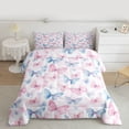 thumbnail image 2 of Homewish Flying Butterflies 3 Pieces Queen Comforter Set for Teens Boys Girls,Pink Blue Ultra Soft Bedding Sets,Dreamy Princess Bedding Comforter Set Breathable,Lightweight Room Decor,Reversible, 2 of 8
