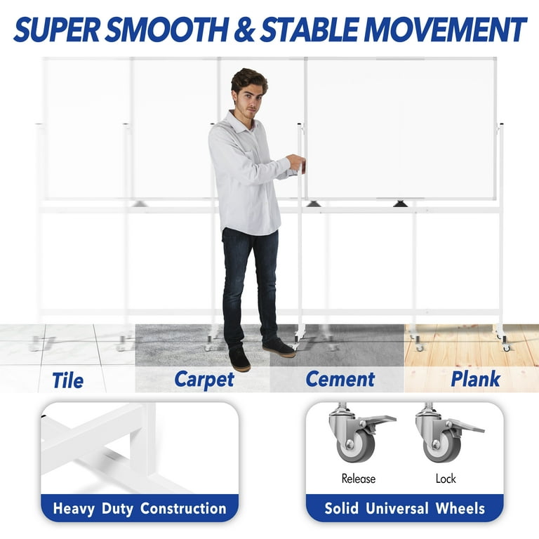 48x36 Large Rolling Whiteboard – Double-Sided, Magnetic, 360° Rotating – With Stand & Wheels 1 thumbnail image