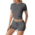 thumbnail image 3 of Short Sets Women 2 Piece Outfits Top & Loose Fit Shorts Summer Clothes Outfit for Women, 3 of 5
