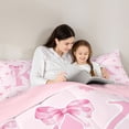 thumbnail image 4 of Erosebridal Ribbon Bow Knot K Personalized Initial Twin Comforter Sets 3-Piece,Floral Cherry Blossoms Bedding Set,Pink Reversible,Lightweight Room Decor, 4 of 6