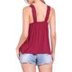 thumbnail image 3 of INSPIRAR CHIC Top de tanque para mujer con panel de encaje, cuello cuadrado, volantes, sin mangas, color rojo oscuro, XL, 3 of 6