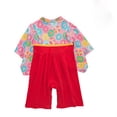 thumbnail image 3 of Girls Bodysuits Product Baby Girls Romper Floral Spring Summer Long Sleeve Bow Tie Japanese Kimono Style Jumpsuit Product, 3 of 3