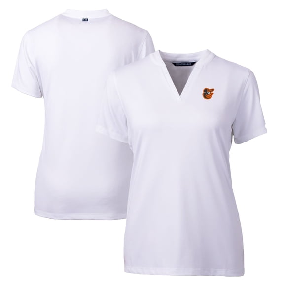 Women's Cutter & Buck White Baltimore Orioles DryTec Forge Stretch V-Neck Blade Top
