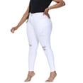 thumbnail image 3 of Gocolloa Womens Plus Size Skinny Jeans Stretchy High Waisted Ripped Distressed Ankle Jean White 16W, 3 of 5