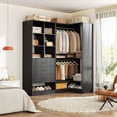 thumbnail image 5 of iSunirm Corner Closet Organizer System 2-Piece Set, 54''L x 31''W Wardrobe System with 3 Drawers, 2 Hanging Rods, and Shelves for Closet, Bedroom, Black, 5 of 5