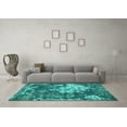 thumbnail image 3 of Ahgly Company Machine Washable Indoor Square Abstract Turquoise Blue Contemporary Area Rugs, 3' Square, 3 of 4
