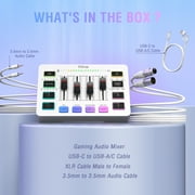 FIFINE SC3PLUS Gaming Audio Mixer, 4 Channels Audio Interface with XLR/6.35mm/3.5mm Inputs, RGB Streaming Sound Card with Monitor, 48V Power, Mute Button