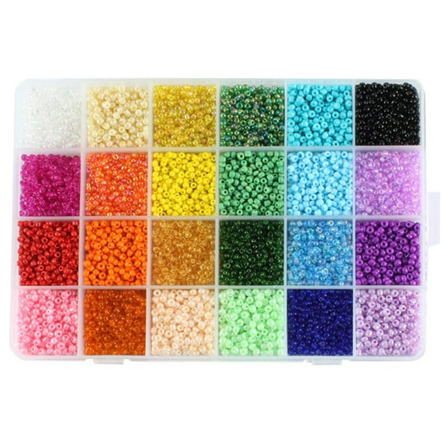Glass Seed Beads,24 Grids 3mm Glass Glass Bead Set Glass Seed Beads Set Impressive Results