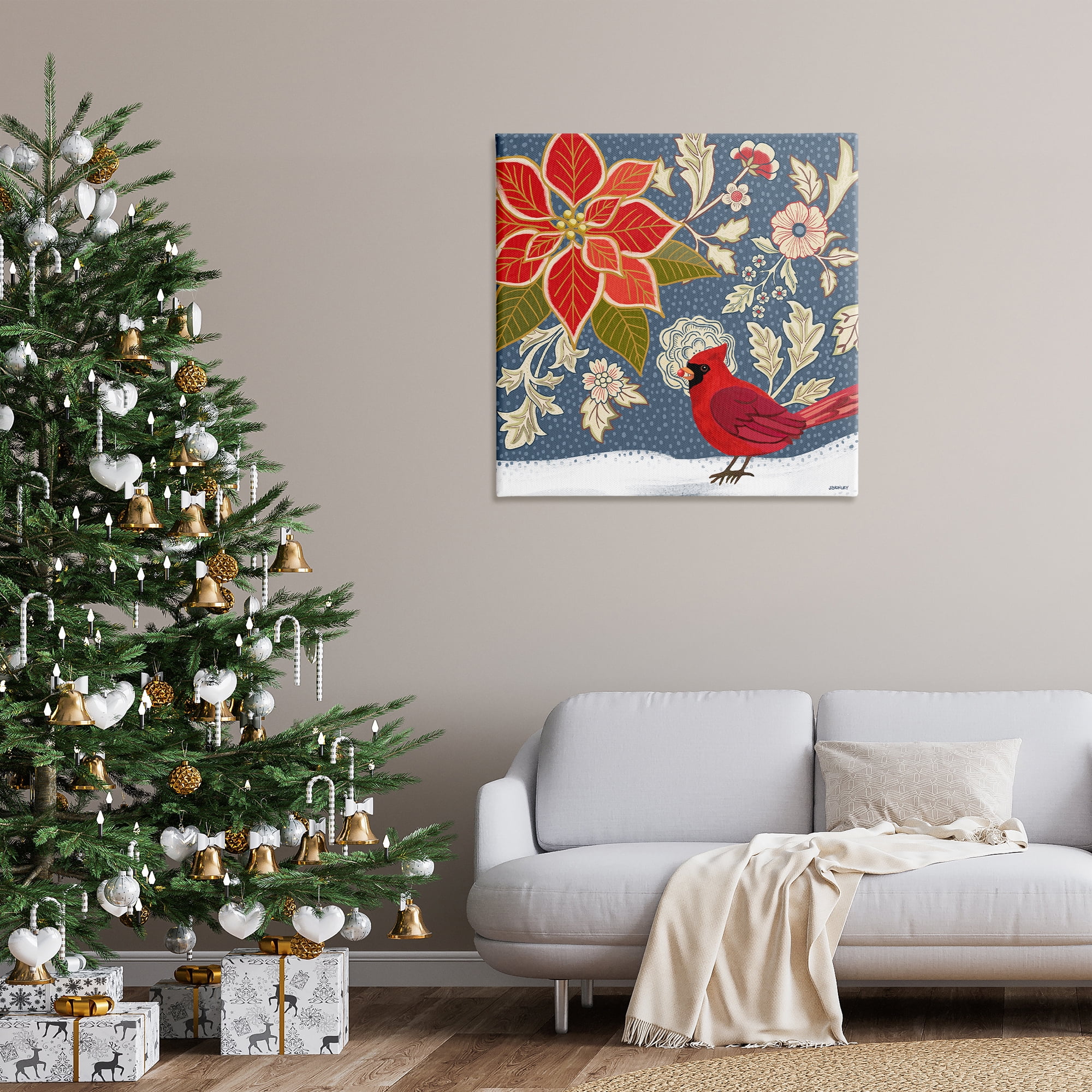 Stupell Industries Winter Cardinal in Snow Animals & Insects Painting Gallery Wrapped Canvas Art Print Wall Art, 36 x 36