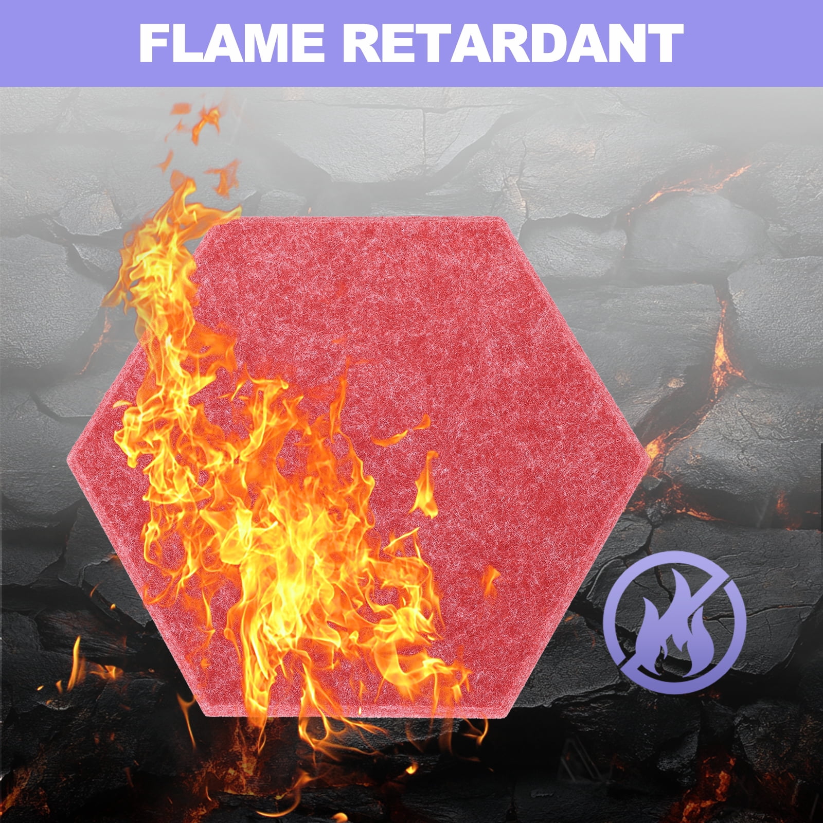 Hexagon Acoustic Panels B1 Fireproof Soundproof Foam Panels with 30 Push Pins(White, Light Red, Reddish Orange, Red)