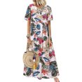 thumbnail image 1 of ZANZEA Robe Femme Manches Courtes Imprimé Floral Voyage Longue Robe d'Été, 1 of 2