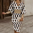 thumbnail image 1 of CHUANK Offres de Vente Robe à Manches Longues pour Femmes, Décontractée, Imprimée, Col en V, 1 of 5