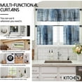 thumbnail image 6 of Blue Blackout Kitchen Curtains Tiers and Valances Set 3 Piece for Windows Grey Kitchen Window Curtains Set,Modern Abstract Art Valances for Living Room(36" Tiers Set), 6 of 6