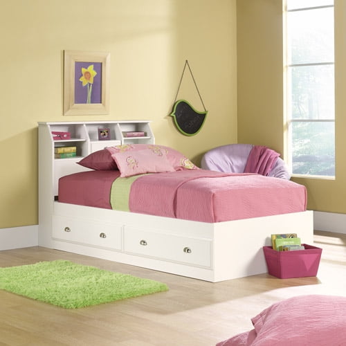 Sauder Shoal Creek Twin Mates Bed With, Mainstays Mates Storage Bed With Bookcase Headboard Twin Soft White