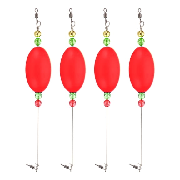 UXcell Fishing Bobbers Floats 10 Inch, 4 Pack Oval Fishing Bobbers Popping Corks Float Weighted Bobbers Fishing Tackle, Red