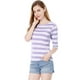 thumbnail image 4 of Disfraz de Día de San Patricio mujer Mangas en el codo camiseta ajustada estampada Morado claro XL Allegra K, 4 of 7