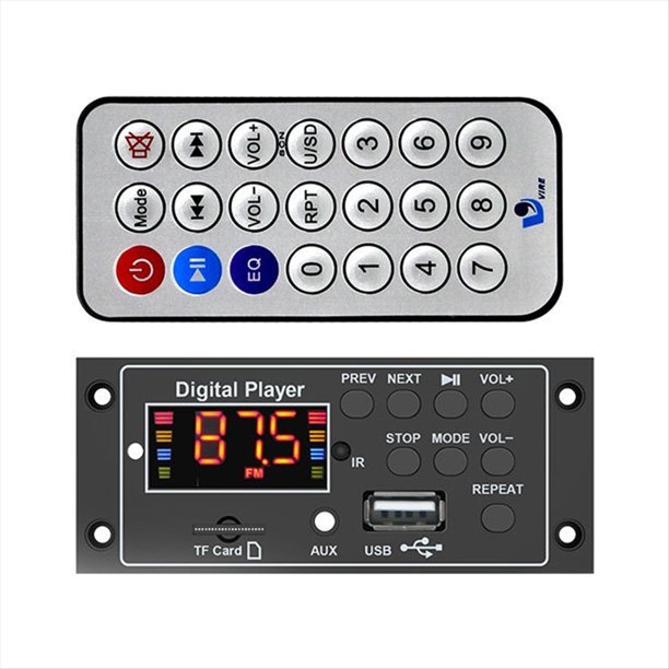 Placa Decodificadora de MP3 Inalámbrica Bluetooth 5.3 de 2 X 20 W y 12 V, con Conmutación de Carpetas, USB, TF, USB, MP3, AUX, Radio FM, Llamadas, Módulo Reproductor de MP3.