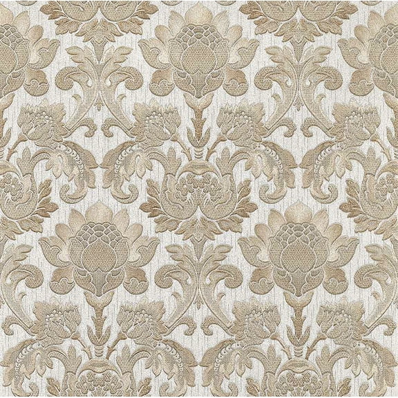 Brewster Dis Scudo Beige Damask Wallpaper, 21-in by 33-ft, 57.8 sq. ft