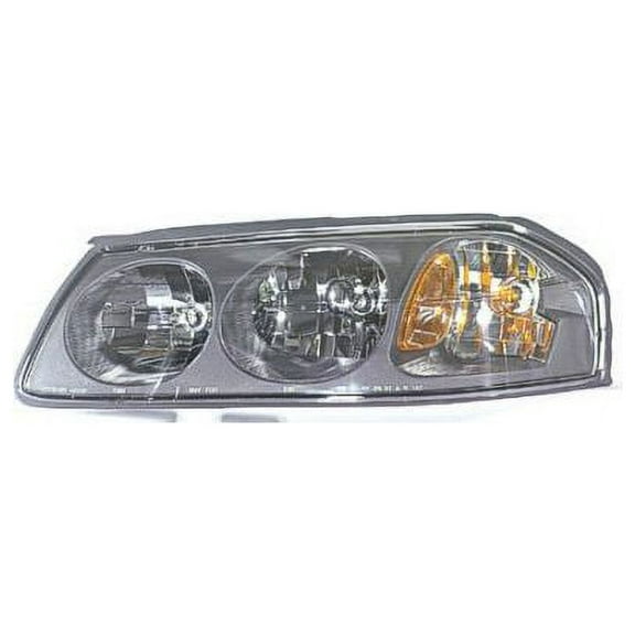 Left Driver Side Headlight Assembly - Black Bezel with Bulb Shield Over Center Bulb - Compatible with 2000 - 2004 Chevy Impala (Up To 2/05/2004) 2001 2002 2003