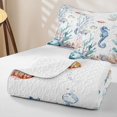 thumbnail image 4 of Erosebridal Coastal Seahorse Bed Spread Queen, Ocean Animal Queen Coverlet Set, Gray Reversible 3-Piece, 1 Quilt and 2 Pillowcases, 4 of 7
