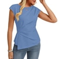 thumbnail image 5 of Lumtrix Womens 2026 Summer Cap Sleeve Tops Dressy Casual Crew Neck Peplum Shirts Trendy Slim Fit Blouses Blue S, 5 of 6