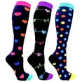 thumbnail image 2 of Three Pair Colorful Compression Socks for Men and Women Sports Travel and Running, 2 of 8