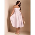 thumbnail image 4 of Coral Pink Spaghetti Strap Fit & Flare Midi Dress For Elegant Party, Night Out, Or Sophisticated Daywear, 4 of 7