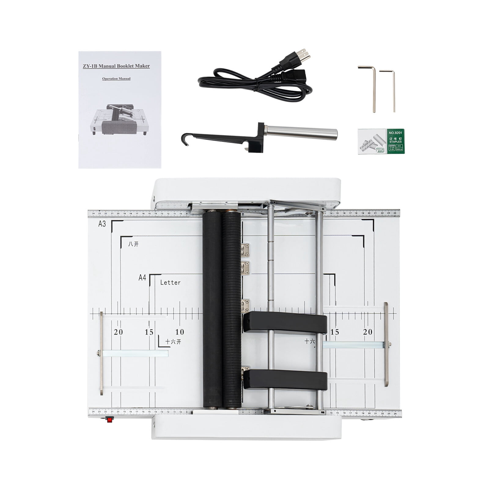 TFCFL A3 Booklet Maker Folding Binding Machine Paper Stapling Making Book Stapler Binder 60W 110V