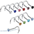 thumbnail image 2 of 210 Pcs Nose HOOK Screw Stud Bar Ring Piercing Nostril Silver Steel 20g Ball 2mm CRYSTAL, 2 of 6