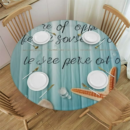 

Orinice Starfish Beach Round Table Cover Stain Resistant Washable Indoor Outdoor Tablecloth Kitchen Dining Wedding Parties Table Cloth 100% Polyester Fiber 54-58