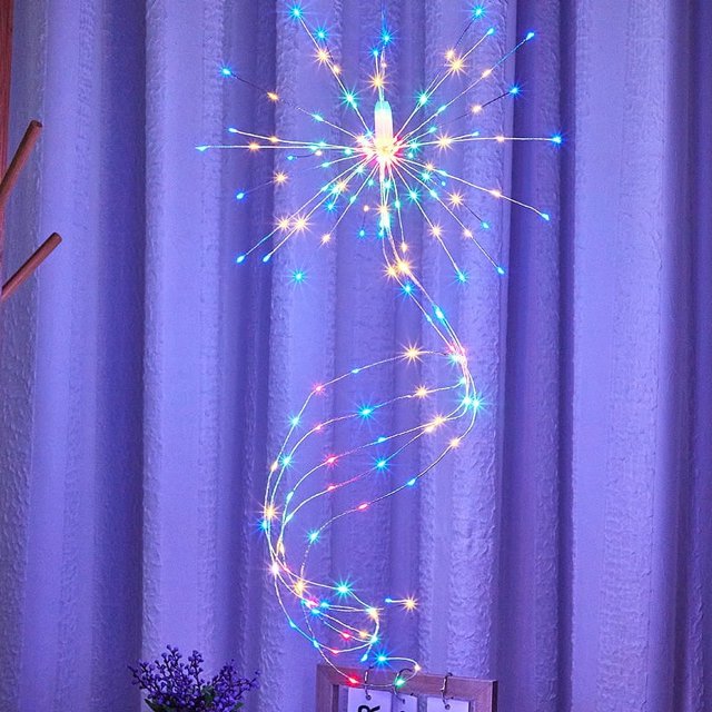 Luces de fuegos artificiales, luces LED, luces de alambre de cobre, luces de bola de caña, luces de diente de león, luces decorativas, luces de fuegos artificiales solares para insertar
